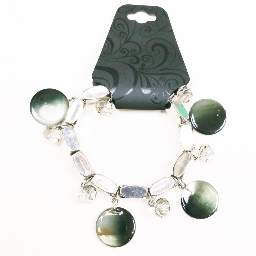 GNW Stretch Beaded Bracelet Beads Discs NEW